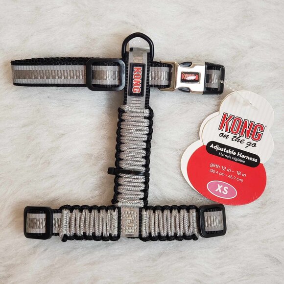 NEW! XS KONG On the Go Red & Black Adjustable Braided Reflective Dog Harness - Picture 1 of 11
